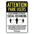 thumbnail image 1 of SignMission OS-NS-P-1218-25412 Covid-19 Notice Plastic Sign - Attention Park Users Practice Social Distancing, 1 of 5