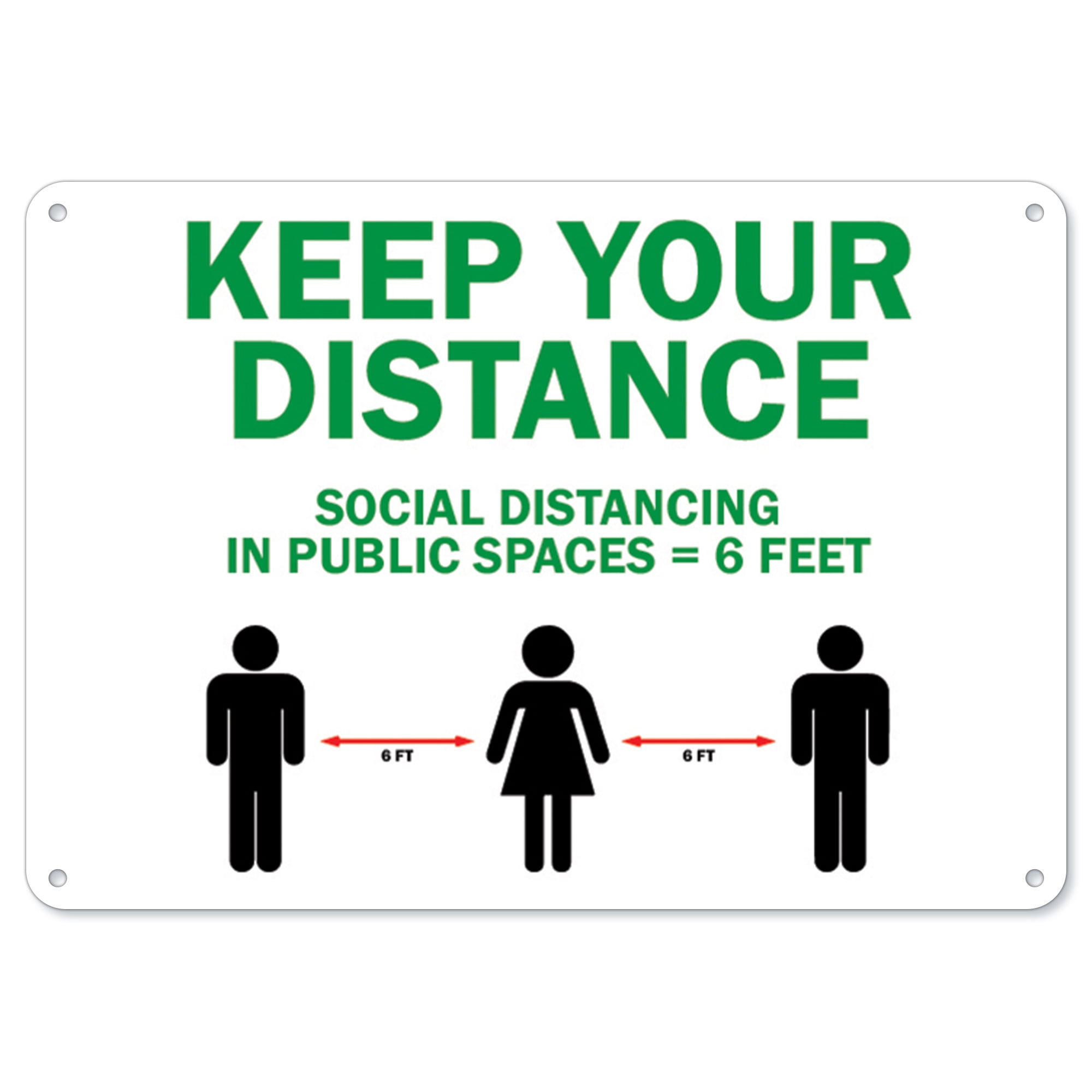 Health Distance Sign SignMission OS-NS-P-710-25454 Covid-19 Notice Plastic Sign - Keep Your ...
