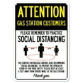 thumbnail image 1 of SignMission OS-NS-P-1218-25358 Covid-19 Notice Sign - Attention Gas Station Customers Practice Social Distancing, 1 of 5