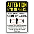 thumbnail image 1 of SignMission OS-NS-RD-1824-25394 Covid-19 Notice Sign - Attention Gym Members Practice Social Distancing, 1 of 5
