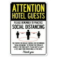 thumbnail image 1 of SignMission OS-NS-P-1014-25404 Covid-19 Notice Sign - Attention Hotel Guests Practice Social Distancing, 1 of 5