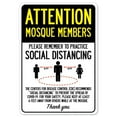 thumbnail image 1 of COVID-19 Notice Sign - Attention Mosque Members Practice Social Distancing | Peel And Stick Wall Graphic | Protect your Business, Class Room, Office & Interior Surroundings | Made in, 1 of 5