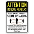 thumbnail image 1 of SignMission OS-NS-D-710-25385 Covid-19 Notice Sign - Attention Mosque Members Practice Social Distancing, 1 of 4
