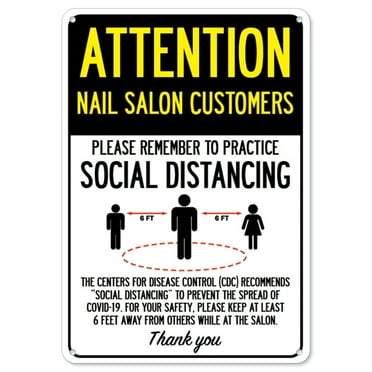 SignMission OS-NS-P-1824-25363 Covid-19 Notice Sign - Attention Nail Salon Customers Practice Social Distancing