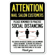 SignMission OS-NS-D-1218-25363 Covid-19 Notice Sign - Attention Nail Salon Customers Practice Social Distancing