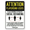 thumbnail image 1 of SignMission OS-NS-D-1824-25413 Covid-19 Notice Sign - Attention Playground Users Practice Social Distancing, 1 of 4