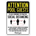 thumbnail image 1 of SignMission OS-NS-A-1218-25370 Covid-19 Notice Sign - Attention Pool Guests Practice Social Distancing, 1 of 7