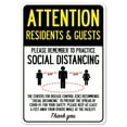 thumbnail image 1 of SignMission OS-NS-D-1014-25401 Covid-19 Notice Sign - Attention Residents & Guests Practice Social Distancing, 1 of 4