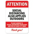 thumbnail image 1 of SignMission OS-NS-D-1824-25453 Covid-19 Notice Sign - Attention Social Distancing Also Applies Outdoors, 1 of 4