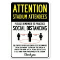 thumbnail image 1 of SignMission OS-NS-RD-710-25376 Covid-19 Notice Sign - Attention Stadium Attendees Practice Social Distancing, 1 of 5