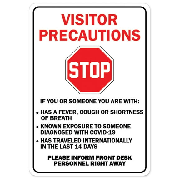 SignMission OS-NS-A-710-25484 Covid-19 Notice Sign - Stop Visitor Precautions