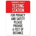 thumbnail image 1 of SignMission OS-NS-D-710-25553 Covid-19 Notice Sign - Testing Station Please Provide 6 ft. of Distance, 1 of 4