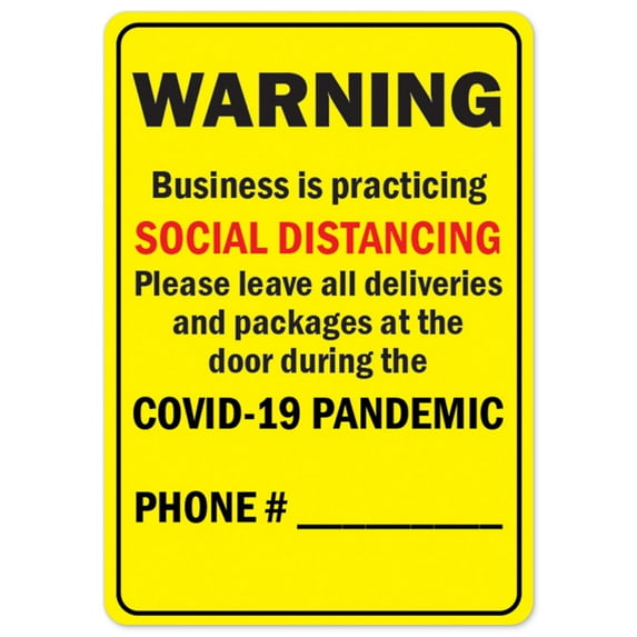 SignMission OS-NS-D-1218-25517 Covid-19 Notice Sign - Warning Business is Practicing Social Distancing