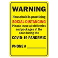 thumbnail image 1 of SignMission OS-NS-RD-1218-25548 Covid-19 Notice Sign - Warning Household Is Practicing Social Distancing, 1 of 4