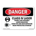 thumbnail image 1 of SignMission  Danger Class IV Laser Visible & Invisible OSHA Plastic Sign, 1 of 6
