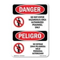 thumbnail image 1 of SignMission OS-DS-A-1014-VS-1133 Danger Do Not Enter Hazardous Area Bilingual OSHA Aluminum Sign, 1 of 6