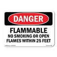 thumbnail image 1 of SignMission OS-DS-P-710-L-2366 Danger Flammable No Smoking or Open Flames within 25 Feet OSHA Plastic Sign, 1 of 5