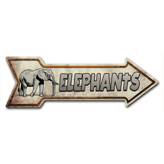 SignMission 8 x 24 in. Indoor & Outdoor Decor Direction Sticker Vinyl Wall Decals - Elephants - 24 in.