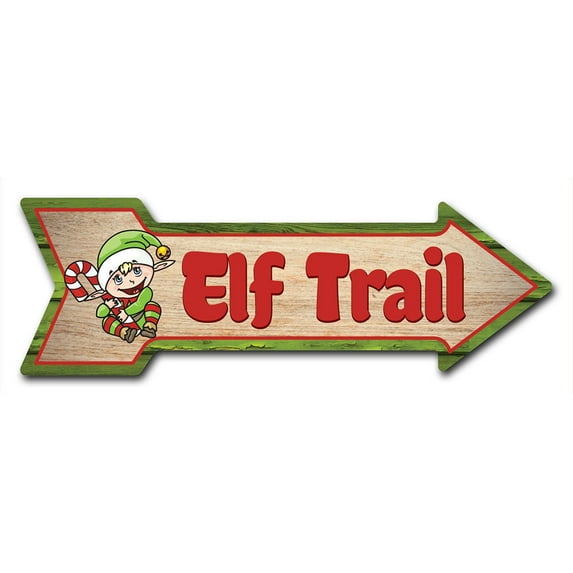 SignMission 12 x 36 in. Indoor & Outdoor Decor Direction Sticker Vinyl Wall Decals - Elf Trail - 24 in.