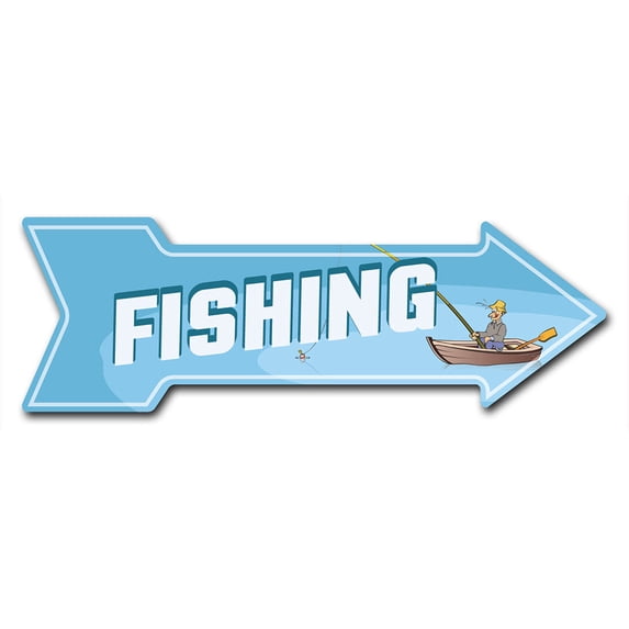 SignMission Decal Art Fishing Decal Indoor/ Outdoor Decor 24" Direction Sticker Vinyl Wall Decals