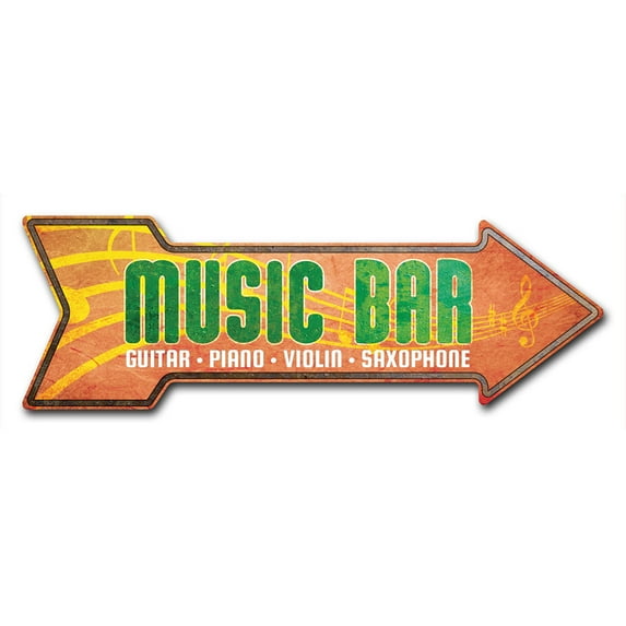 SignMission 12 x 36 in. Indoor & Outdoor Decor Direction Sticker Vinyl Wall Decals - Music Bar - 24 in.