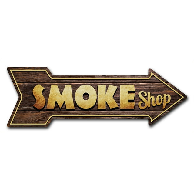 SignMission Decal Art Smoke Shop Decal Indoor/ Outdoor Decor 24" Direction Sticker Vinyl Wall Decals