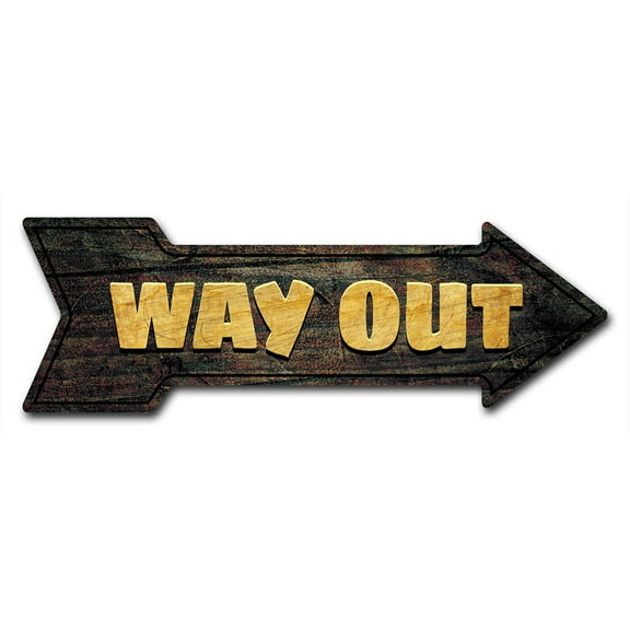 SignMission 12 x 36 in. Indoor & Outdoor Decor Direction Sticker Vinyl Wall Decals - Way Out - 24 in.