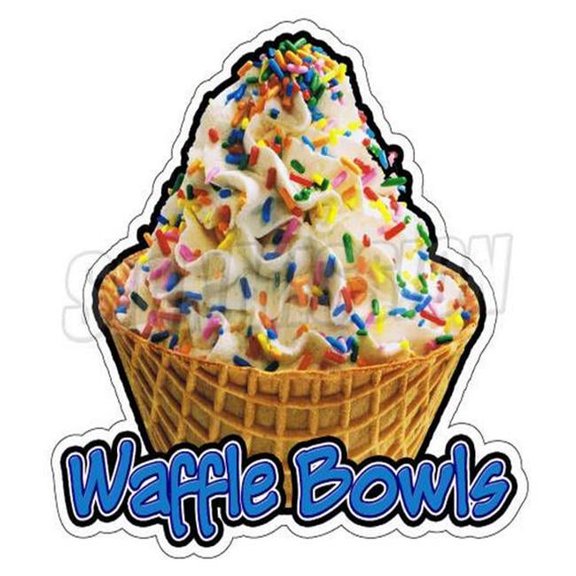 SignMission Decal - Waffle Bowls Concession - Soft Serve Ice Cream Cart Trailer Sticker