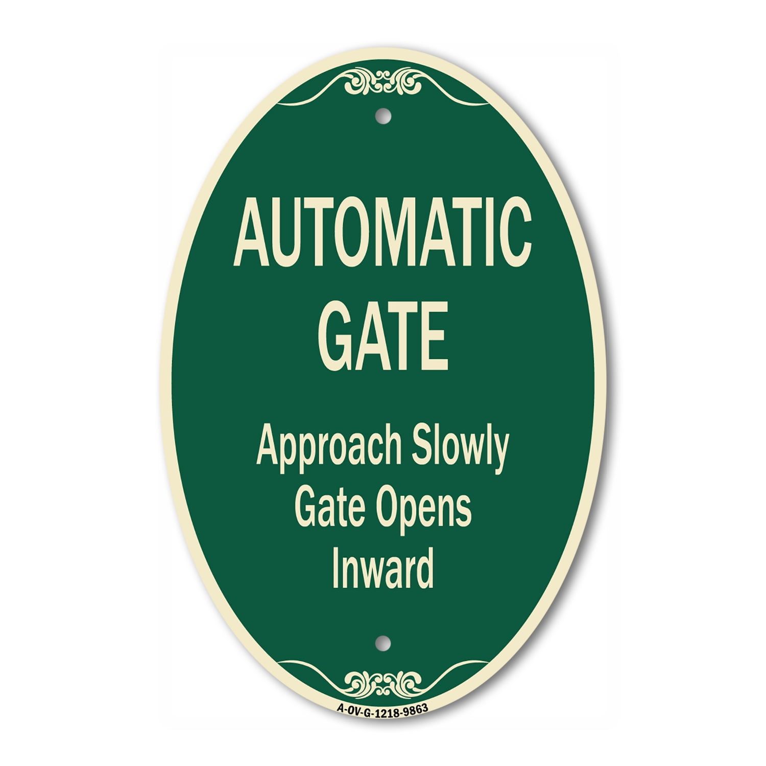 SignMission Designer Oval Series Sign Automatic Gate Approach Slowly