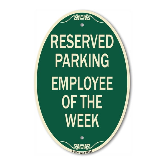 SignMission Designer Oval Series Sign - Employee of the Week | Green & Tan 12" X 18" Heavy-Gauge Aluminum Architectural Sign | Commercial Grade | Made in the USA