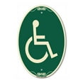 thumbnail image 1 of SignMission Designer Oval Series Sign - Large Handicapped Symbol | Green & Tan 12" X 18" Heavy-Gauge Aluminum Architectural Sign | Commercial Grade | Made in the USA, 1 of 4