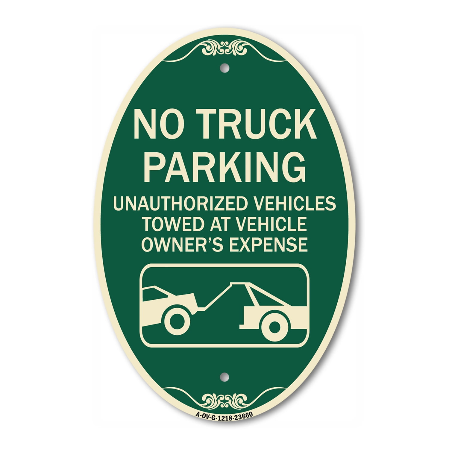 SignMission Designer Oval Series Sign No Parking Sign No Truck