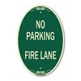 thumbnail image 1 of SignMission Designer Oval Series Sign - No Parking Fire Lane | Green & Tan 12" X 18" Heavy-Gauge Aluminum Architectural Sign | Commercial Grade | Made in the USA, 1 of 4