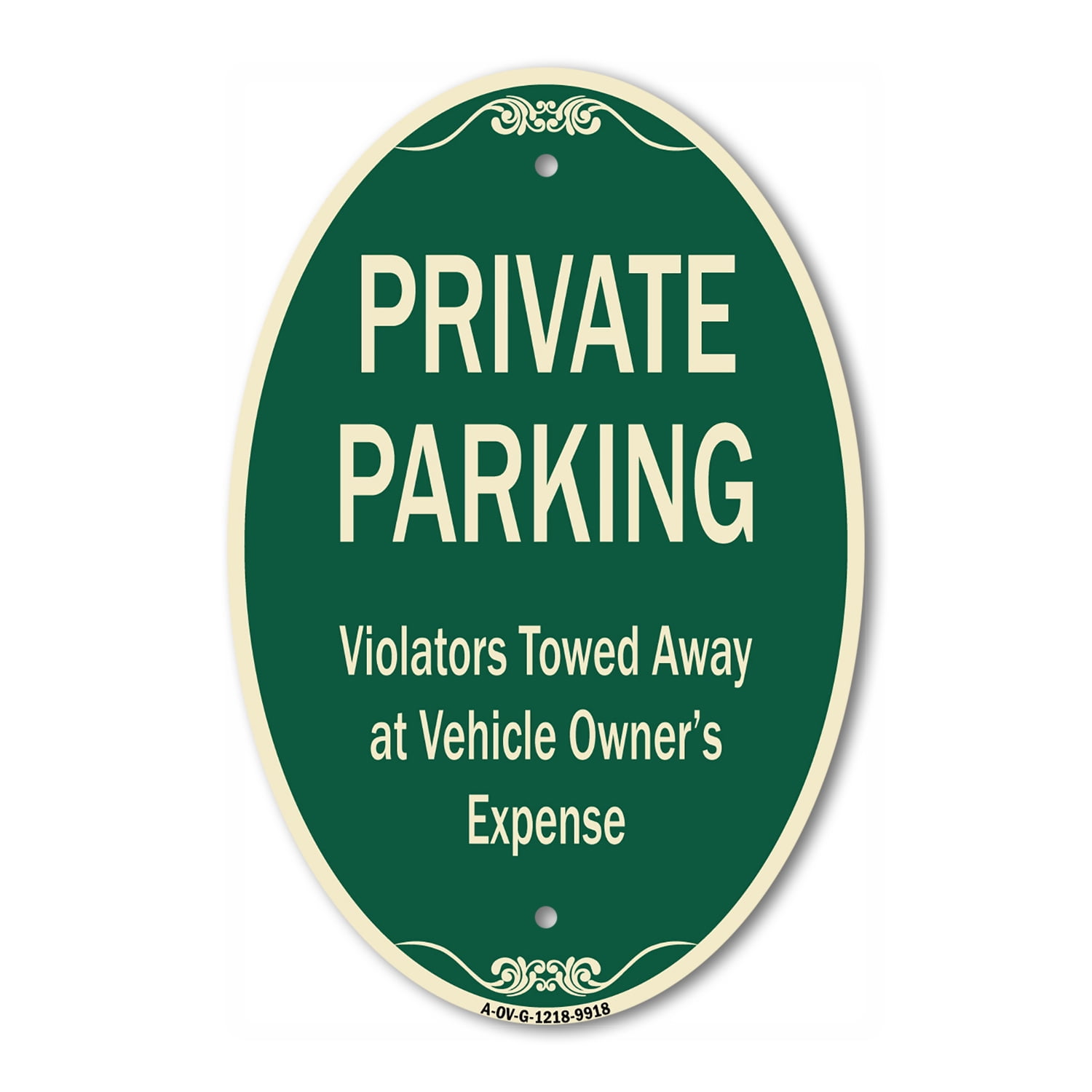 SignMission Designer Oval Series Sign - Private Parking, Violators ...