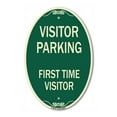 thumbnail image 1 of SignMission Designer Oval Series Sign - Reserved Parking Sign Visitor Parking First Time Visitor | Green & Tan 12" X 18" Heavy-Gauge Aluminum Architectural Sign | Commercial Grade |, 1 of 4