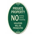 thumbnail image 1 of SignMission Designer Oval Series Sign - No Soliciting Loitering Trespassing. Violators Will Be Prosecuted | Green & Tan 12" X 18" Heavy-Gauge Aluminum Architectural Sign | Made in the, 1 of 4