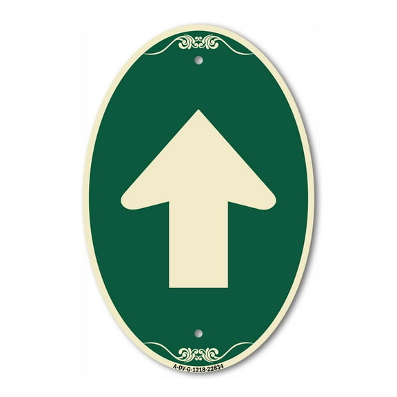 SignMission Designer Oval Series Sign - Straight Thru Sign - Straight Thru (Symbol) Sign | Green & Tan 12" X 18" Heavy-Gauge Aluminum Architectural Sign | Commercial Grade | Made in the