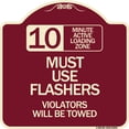 thumbnail image 1 of SignMission Designer Series Sign - 10 Minute Active Loading Zone Must Use Flashers Violators Will Be Towed | Burgundy 18" X 18" Heavy-Gauge Aluminum Architectural Sign | Made in the USA, 1 of 4