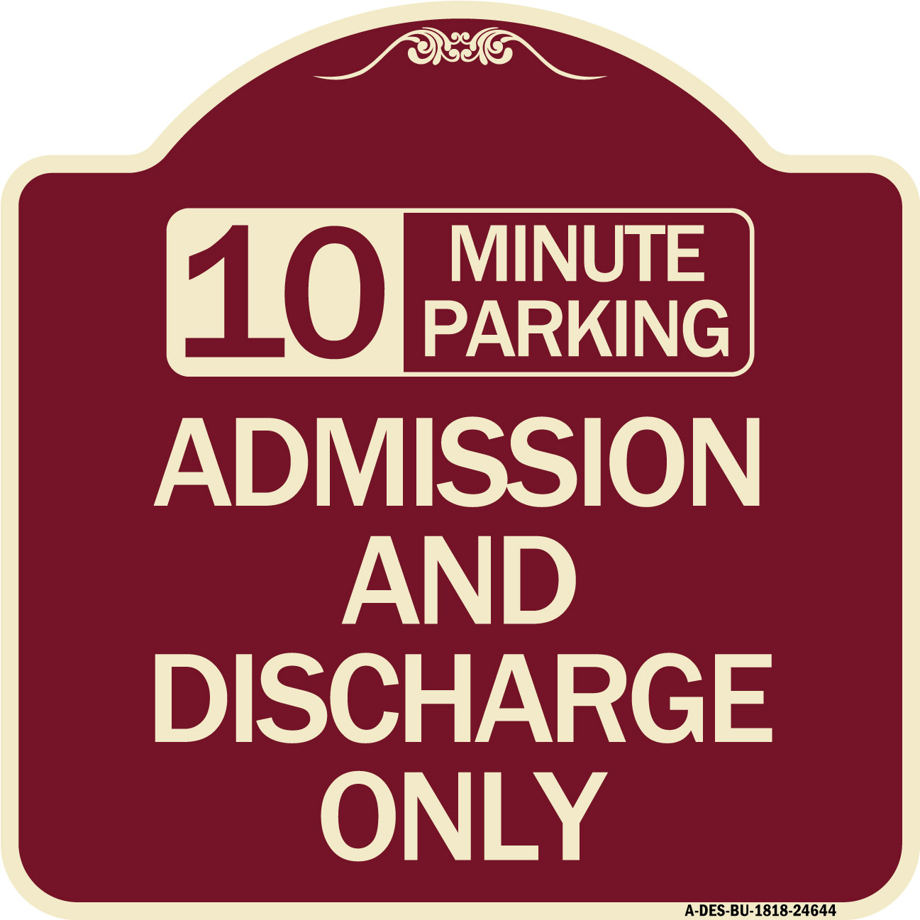 SignMission Designer Series Sign - 10 Minute Parking Admission and ...