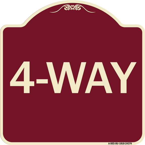 SignMission Designer Series Sign - 4-Way | Burgundy 18" X 18" Heavy-Gauge Aluminum Architectural Sign | Protect Your Business & Municipality | Made in the USA