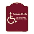 thumbnail image 1 of SignMission Designer Series Sign - ADA Access for Assistance Ring Bell (With New Isa Symbol) | Burgundy 18" x 24" Heavy-Gauge Aluminum Architectural Sign | Made in the USA, 1 of 4