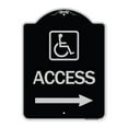 thumbnail image 1 of SignMission Designer Series Sign - Access (With Updated Isa Symbol and Right Arrow) | Black & Silver 18" x 24" Heavy-Gauge Aluminum Architectural Sign | Made in the USA, 1 of 4