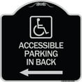 thumbnail image 1 of SignMission Designer Series Sign - Accessible Parking on Left Arrow (With Graphic) | Black & Silver 18" X 18" Heavy-Gauge Aluminum Architectural Sign | Made in the USA, 1 of 4