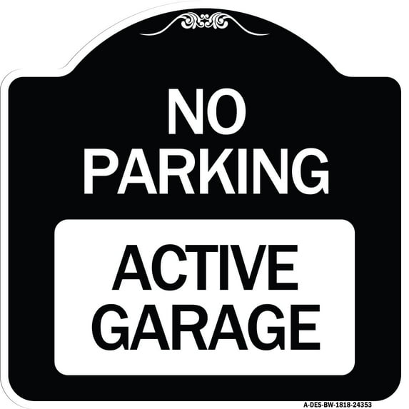 SignMission Designer Series Sign - Active Garage | Black & White 18" X 18" Heavy-Gauge Aluminum Architectural Sign | Protect Your Business & Municipality | Made in the USA