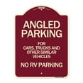 thumbnail image 1 of SignMission Designer Series Sign - Angled Parking for Cars Trucks and Similar Vehicles - No RV Parking | Burgundy 18" x 24" Heavy-Gauge Aluminum Architectural Sign | Made in the USA, 1 of 4