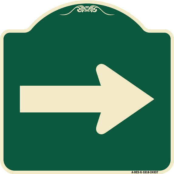 SignMission Designer Series Sign - Arrow (Green) | Green & Tan 18" X 18" Heavy-Gauge Aluminum Architectural Sign | Protect Your Business & Municipality | Made in the USA