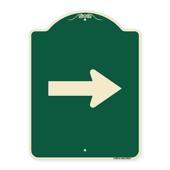 SignMission Designer Series Sign - Arrow (Green) | Green & Tan 18" x 24" Heavy-Gauge Aluminum Architectural Sign | Protect Your Business & Municipality | Made in the USA