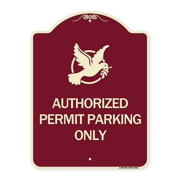 SignMission Designer Series Sign - Authorized Church Parking Only (With Graphic) | Burgundy 18" x 24" Heavy-Gauge Aluminum Architectural Sign | Protect Your Business & Municipality |