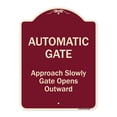 thumbnail image 1 of SignMission Designer Series Sign - Automatic Gate Approach Slowly Gate Opens | Burgundy 18" x 24" Heavy-Gauge Aluminum Architectural Sign | Protect Your Business & Municipality | Made, 1 of 4