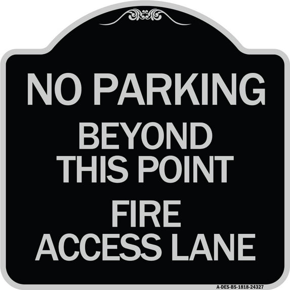 SignMission Designer Series Sign - Beyond This Point Fire Access Lane | Black & Silver 18" X 18" Heavy-Gauge Aluminum Architectural Sign | Protect Your Business & Municipality | Made in